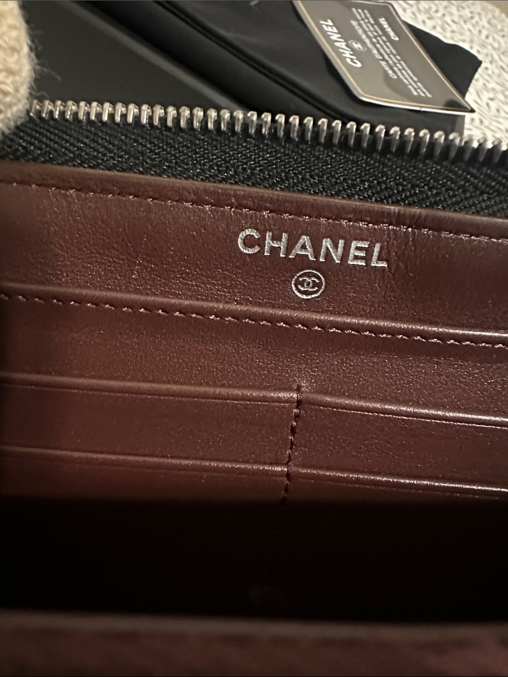 CHANEL Black Quilted Caviar Leather Zip-Around Wallet with CC Logo - Picture 11 of 15